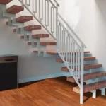 Barandilla para escalera blanco negra vista central