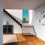 Escalera moderna en pletina de hierro color negra vista frontal