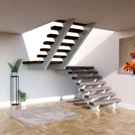 Escaleras interiores de hierro Sigdryt | Metal Hive Escaleras interiores modernas en tubos anchos de hierro color blanco vista central
