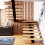 Escalera moderna en tubo de gran dimensión de hierro color negro vista frontal