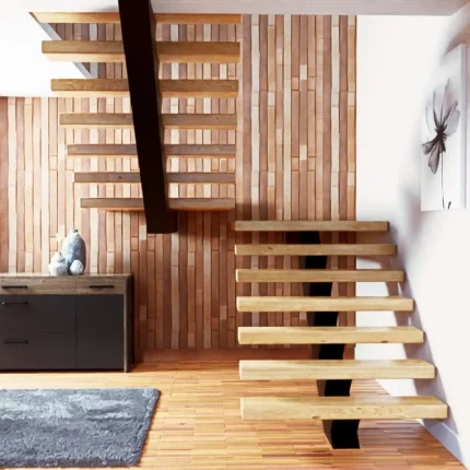 Escalera metálica modelo Masven | Metal Hive Escalera moderna en tubo de gran dimensión de hierro color negro vista frontal