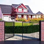 puerta corredera de tubos de hierro color negro