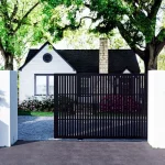 puerta corredera de tubo abierta color negro