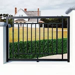 valla decorativa en tubos de hierro color negro