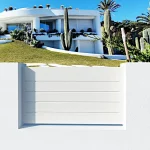 valla de ocultación en metal color blanco