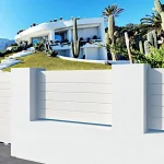 valla de ocultación en metal color blanco