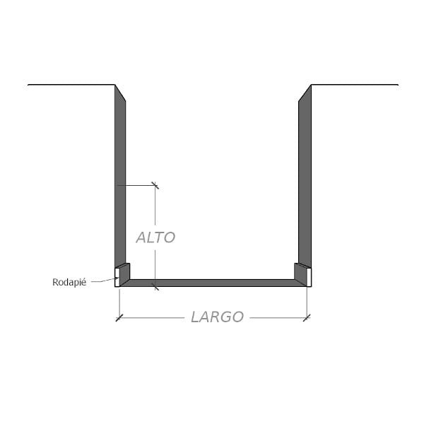 Una imagen con un plano indicando las como tomar medidas de una barandilla entre muros