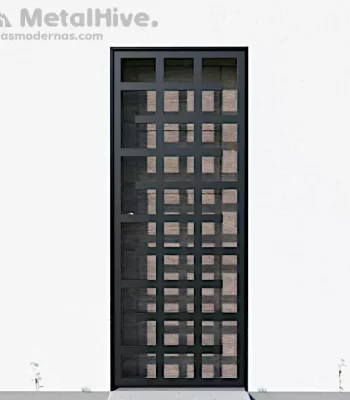 Reja para patio exterior modelo Usean | Metal Hive Rejas de seguridad metálicas para puertas en color negro modelo Usean fabricadas por Cerrajería Metalhive