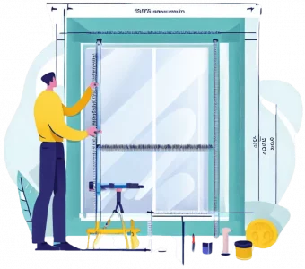 Una cinta métrica extendida a través de una ventana, indicando el proceso de medición para la fabricación de rejas metálicas para ventanas por Cerrajería MetalHive