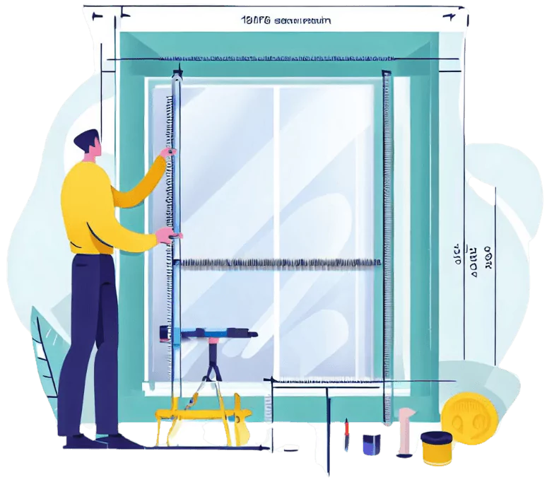 Una cinta métrica extendida a través de una ventana, indicando el proceso de medición para la fabricación de rejas metálicas para ventanas por Cerrajería MetalHive