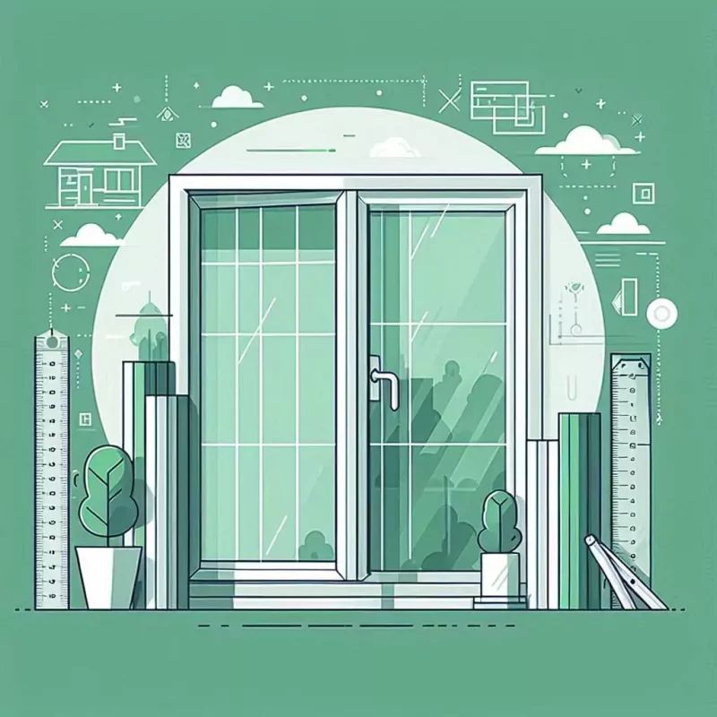 Ilustración de medidas estándar de ventanas de PVC, aluminio y rejas para ventanas