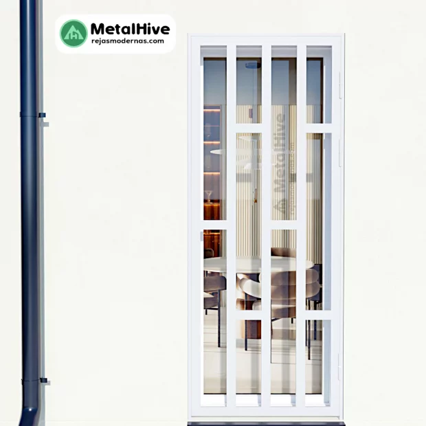 Reja de seguridad para puertas, modelo Danea, abatible y en color blanco