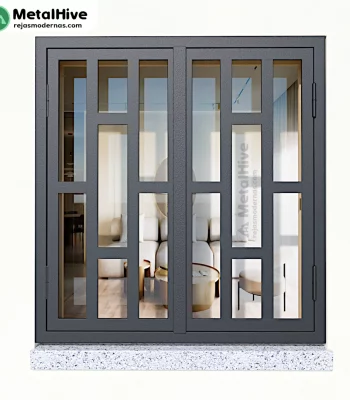Reja de Seguridad para Ventana Modelo Danea | Metal Hive Reja de seguridad para ventanas de dos hojas abatibles, fabricada en hierro de alta calidad y acabada en color negro.