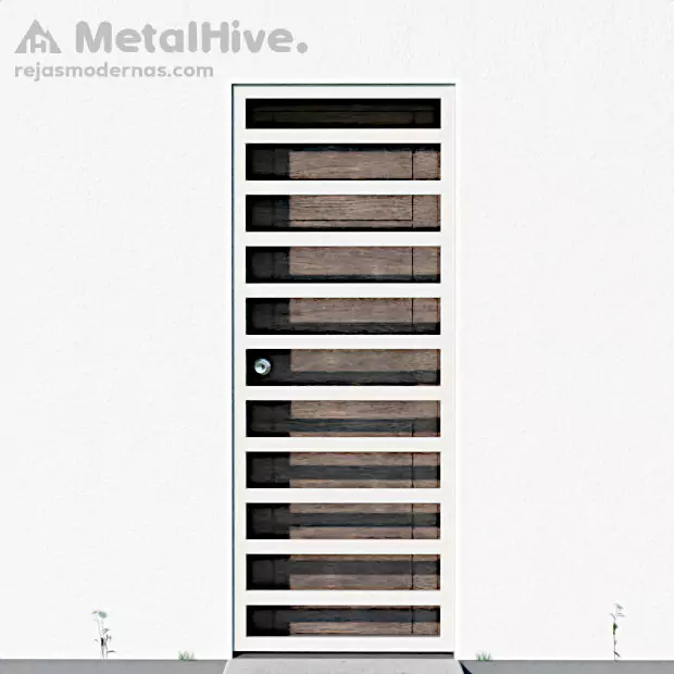 Reja metálica para puertas de color blanco modelo Anelf de Cerrajería MetalHive