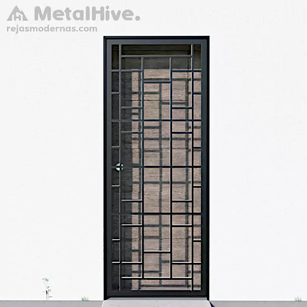 Reja metálica para puertas en color negro modelo Sanmar de Cerrajería MetalHive
