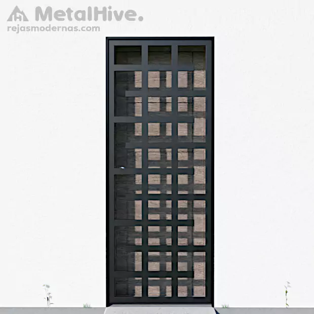 Rejas de seguridad metálicas para puertas en color negro modelo Usean fabricadas por Cerrajería Metalhive