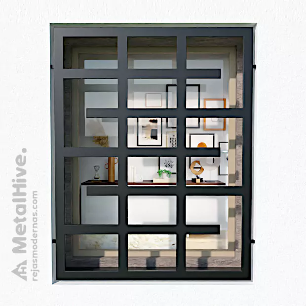 Rejas de seguridad para ventanas en color negras modelo Usean de Cerrajería MetalHive