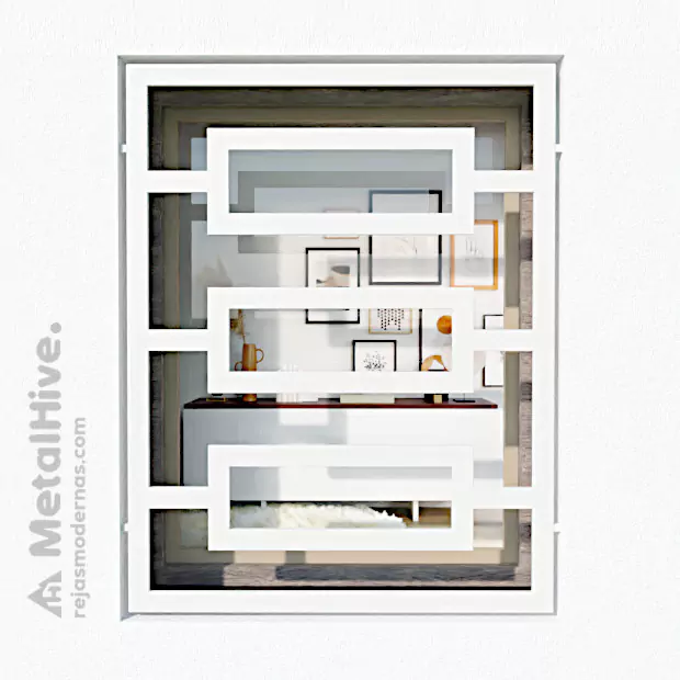 Imagen de rejas para ventanas sin obra en color blanco de Cerrajería MetalHive