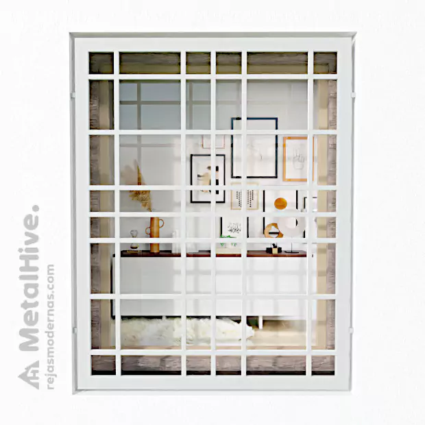 Rejas para ventanas sencillas blancas modelo Fredfer de MetalHive en color blanco